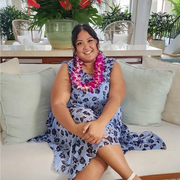 Eliza J Blue Floral Midi Dress - Picture 3 of 3